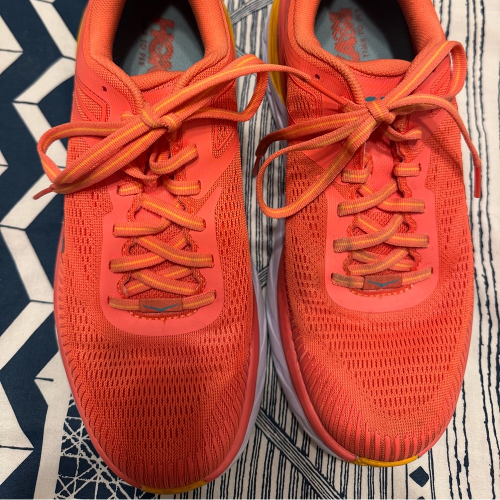 Hoka size 9 coral color, very gently worn